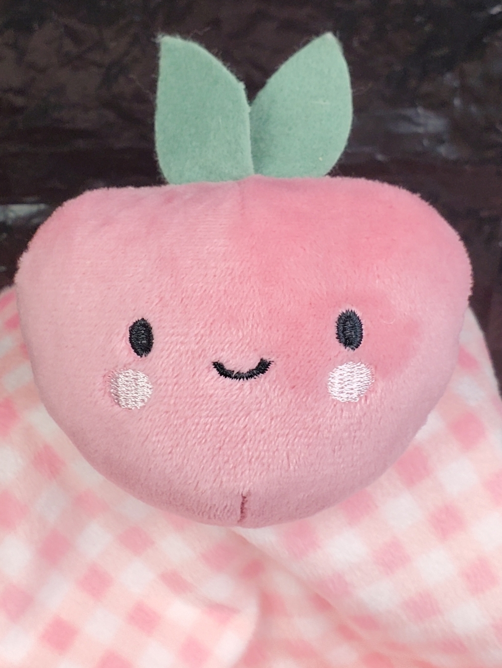Carters Just One You Strawberry Lovey Security Blanket Pink Gingham Baby - EUC